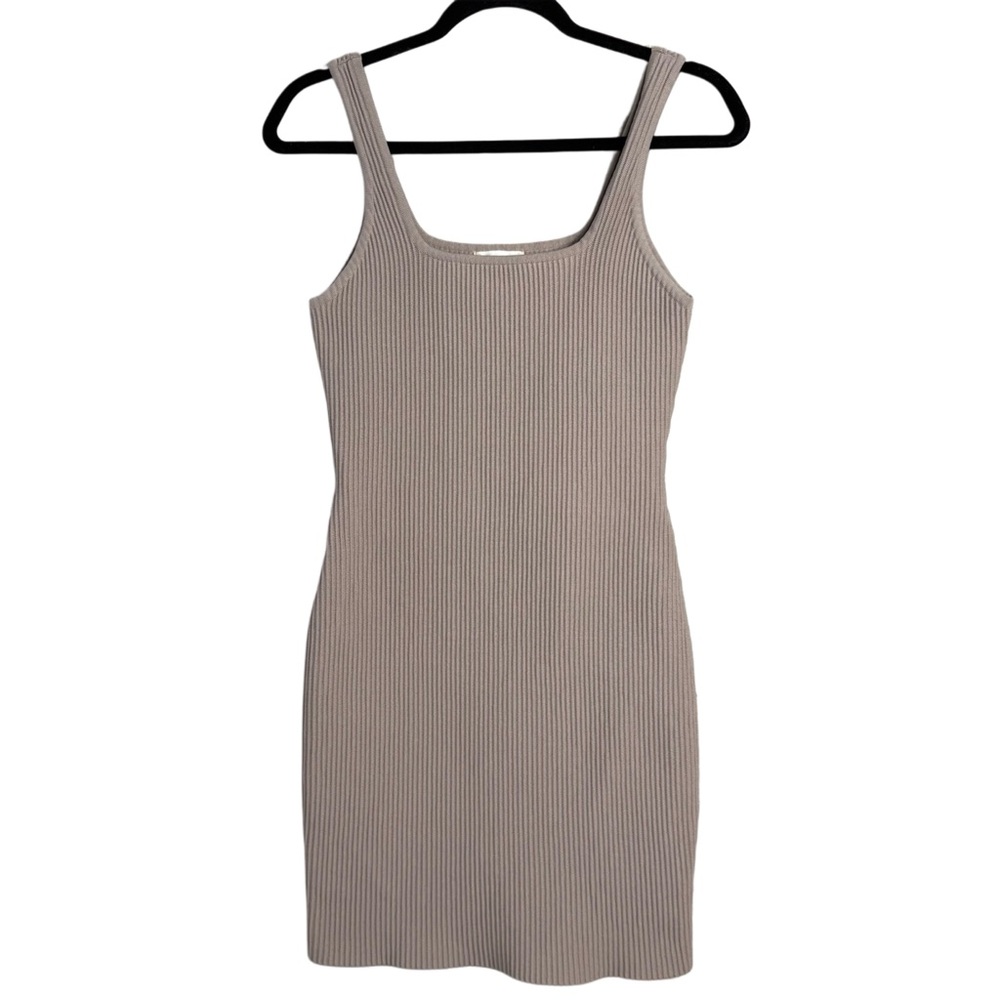Altar’d State | Taupe Ribbed Square Neck Bodycon Mini Dress Size Large - Picture 3 of 9